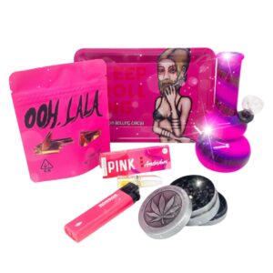 Pack Parafernalia Rosa Pink Regalo, Mini Bong, Moledor, Bandeja Y Mas