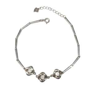 Pulsera Plata 925   3 Rosas
