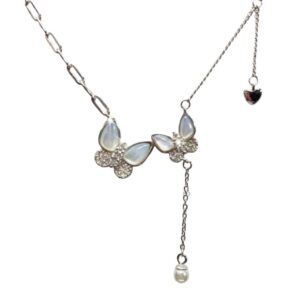 Collar Mariposa Doble y Cadenas