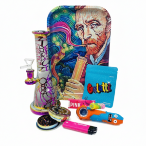 Pack Parafernalia Tornasol Multicolor Regalo, Bong, Moledor, Bandeja Y Mas