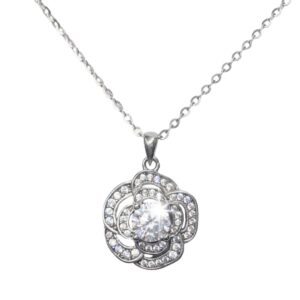 Collar Flor 3D con Piedra Central