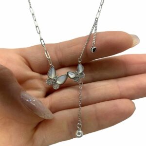 Collar Mariposa Doble y Cadenas