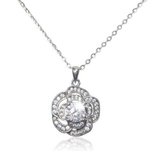 Collar Flor 3D con Piedra Central