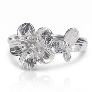Anillo Plata 925 Flor con Mariposa Ajustable