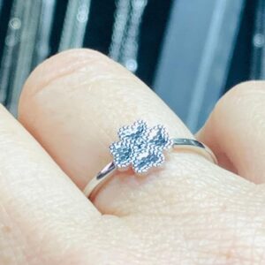 Anillo Plata 925 Trébol 4 Hojas Efecto Escamas Ajustable