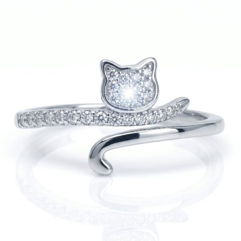 Anillo Plata 925 Gatito Ajustable