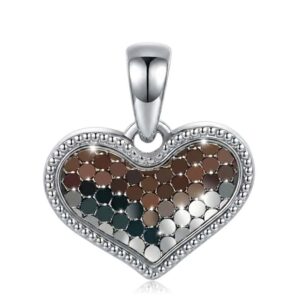 Dije Plata Corazón Completo efecto Escamas