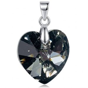 Dije Plata Corazón Negro Cristal Multifacetado