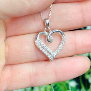 Dije Plata Corazón Cinta Lazo Microcircones