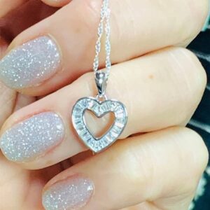 Dije Plata Corazón Calado Circones Baguette
