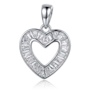 Dije Plata Corazón Calado Circones Baguette