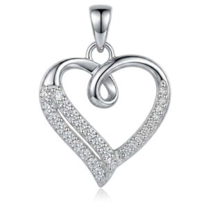 Dije Plata Corazón Cinta Lazo Microcircones