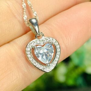 Dije Plata Doble Corazón Circón Central