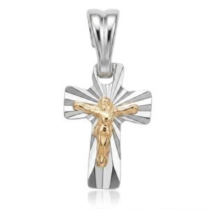 Dije Plata Crucifijo con Jesús Enchapado en Oro