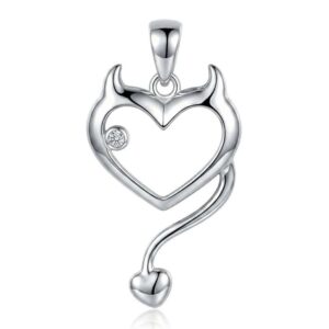 Dije Plata Corazon Gato y Diablo