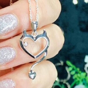 Dije Plata Corazon Gato y Diablo