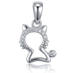 Dije Plata Gatito Silueta Brillante