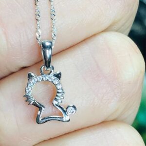 Dije Plata Gatito Silueta Brillante