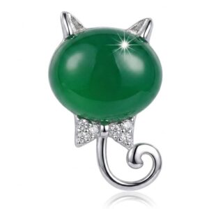 Dije Plata Gato Verde y Corbata Charm