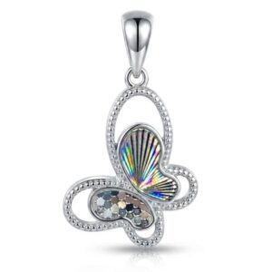 Dije Plata Mariposa Diagonal Texturizada