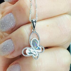 Dije Plata Mariposa Diagonal Texturizada
