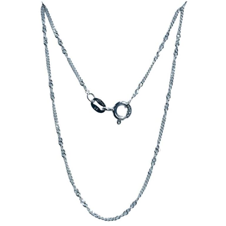 Cadena Plata  Doble Gourmet y Singapur 50 cms