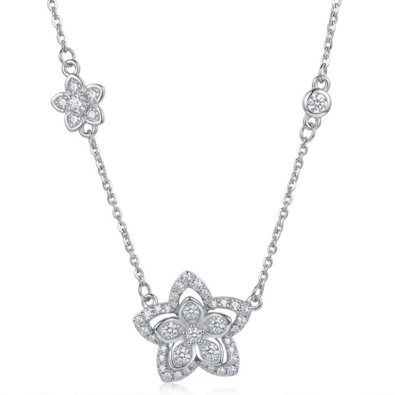 Collar Plata Flor y Punto de Luz