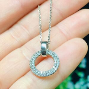 Collar Plata Esfera Doble Halo
